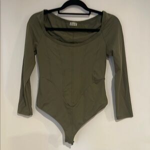 Free People Intimately Olive Green Bodysuit Sz M